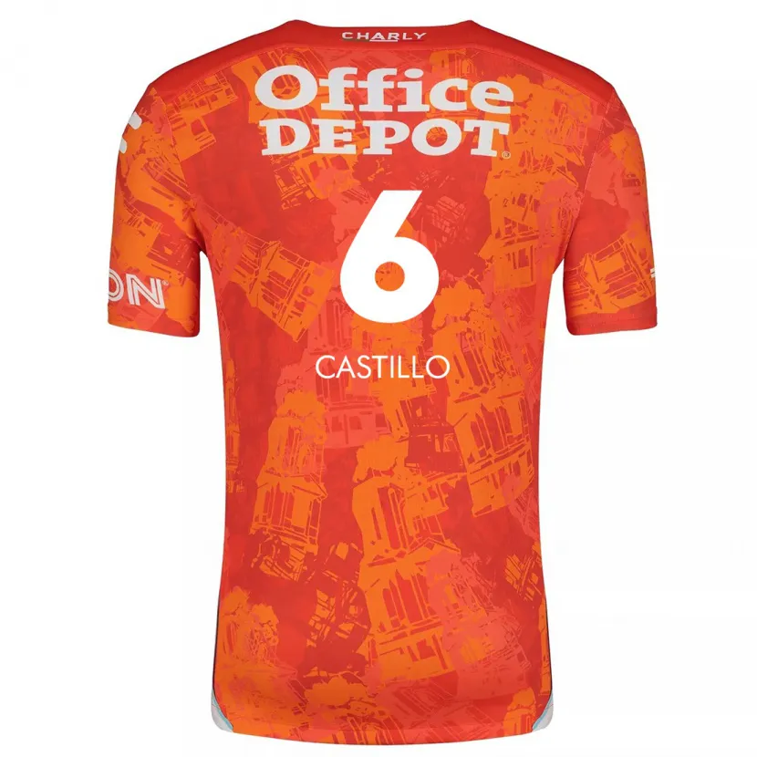 Danxen Kinder Byron Castillo #6 Orange Weiß Auswärtstrikot Trikot 2024/25 T-Shirt