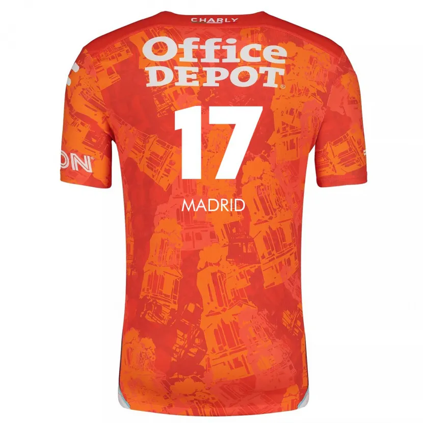 Danxen Kinder Yanín Madrid #17 Orange Weiß Auswärtstrikot Trikot 2024/25 T-Shirt