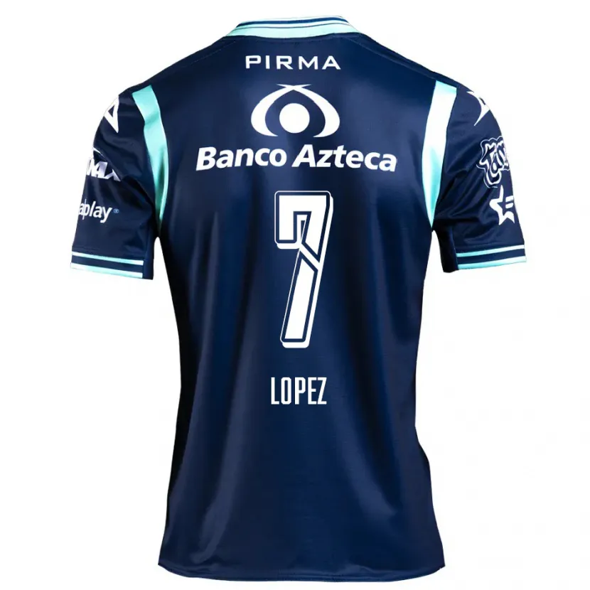 Danxen Kinder Viridiana López #7 Navy Blau Auswärtstrikot Trikot 2024/25 T-Shirt