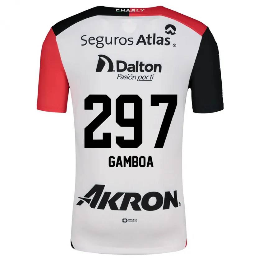 Danxen Kinder Luis Gamboa #297 Weiß Rot Schwarz Auswärtstrikot Trikot 2024/25 T-Shirt