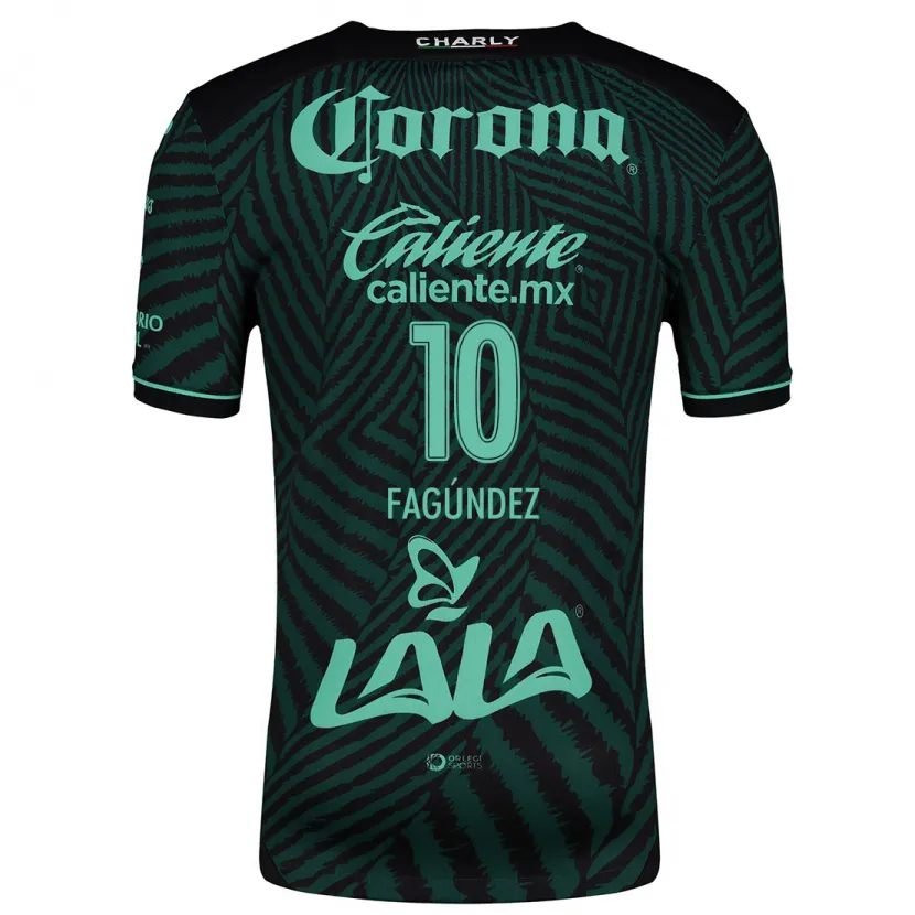 Danxen Kinder Franco Fagúndez #10 Schwarz Grün Auswärtstrikot Trikot 2024/25 T-Shirt