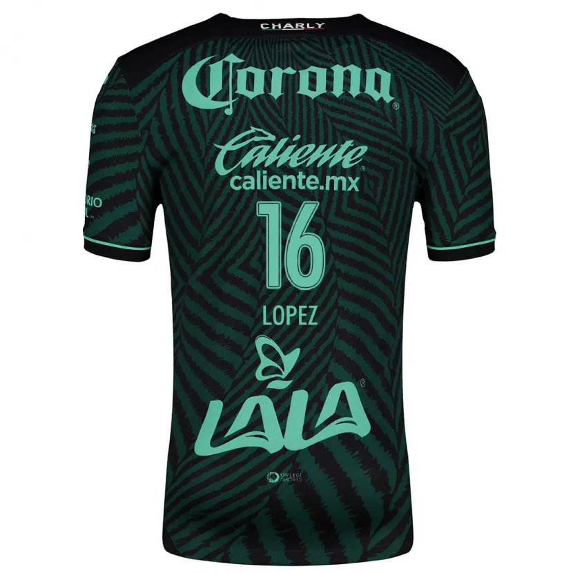 Danxen Kinder Aldo López #16 Schwarz Grün Auswärtstrikot Trikot 2024/25 T-Shirt