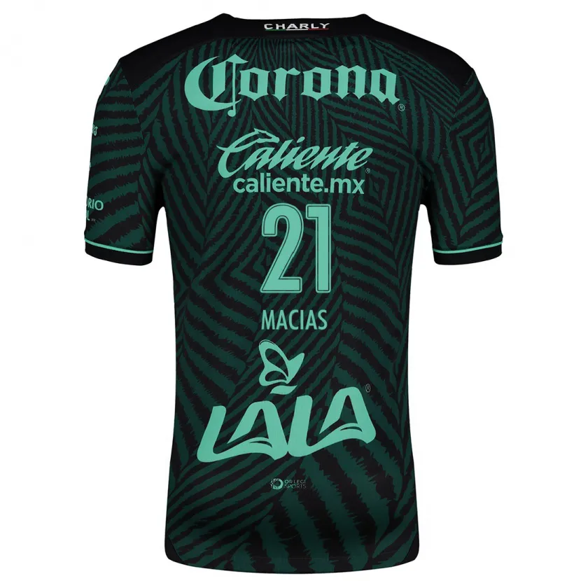 Danxen Kinder José Juan Macías #21 Schwarz Grün Auswärtstrikot Trikot 2024/25 T-Shirt
