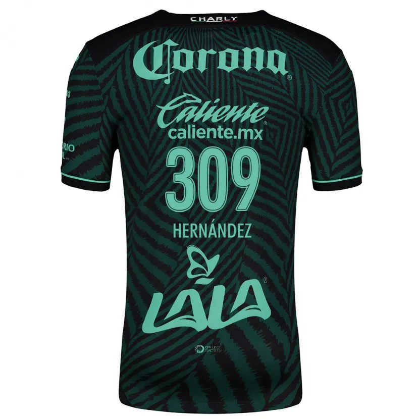 Danxen Kinder Julio Hernández #309 Schwarz Grün Auswärtstrikot Trikot 2024/25 T-Shirt