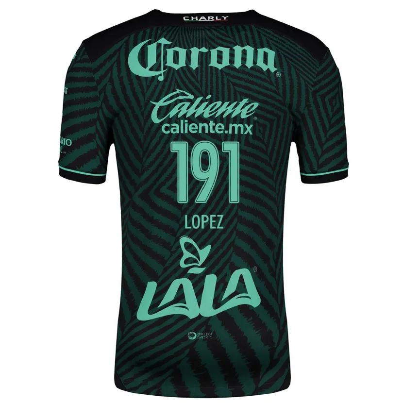 Danxen Kinder Carlos López #191 Schwarz Grün Auswärtstrikot Trikot 2024/25 T-Shirt