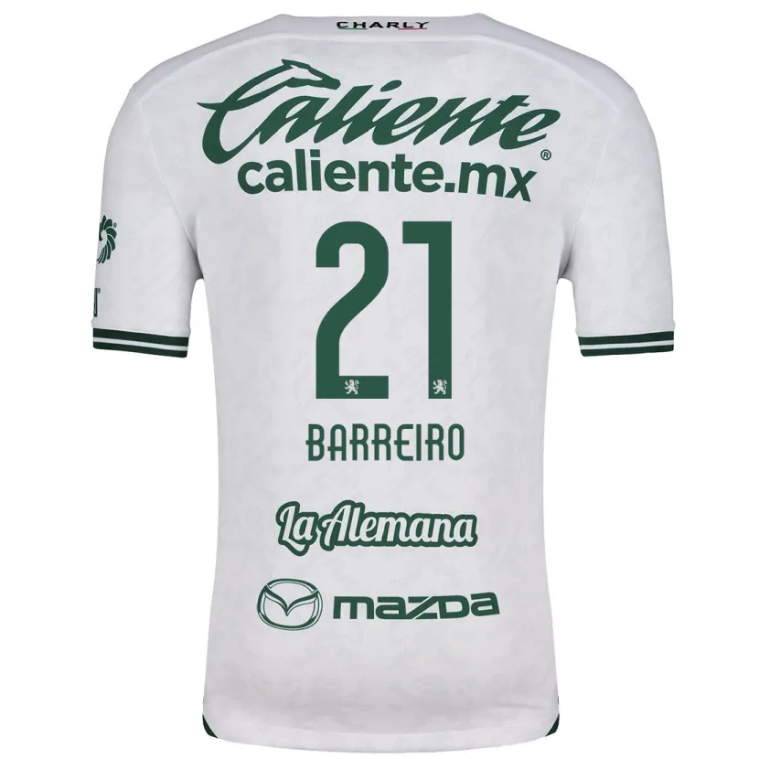 Danxen Kinder Stiven Barreiro #21 Weiß Grün Auswärtstrikot Trikot 2024/25 T-Shirt