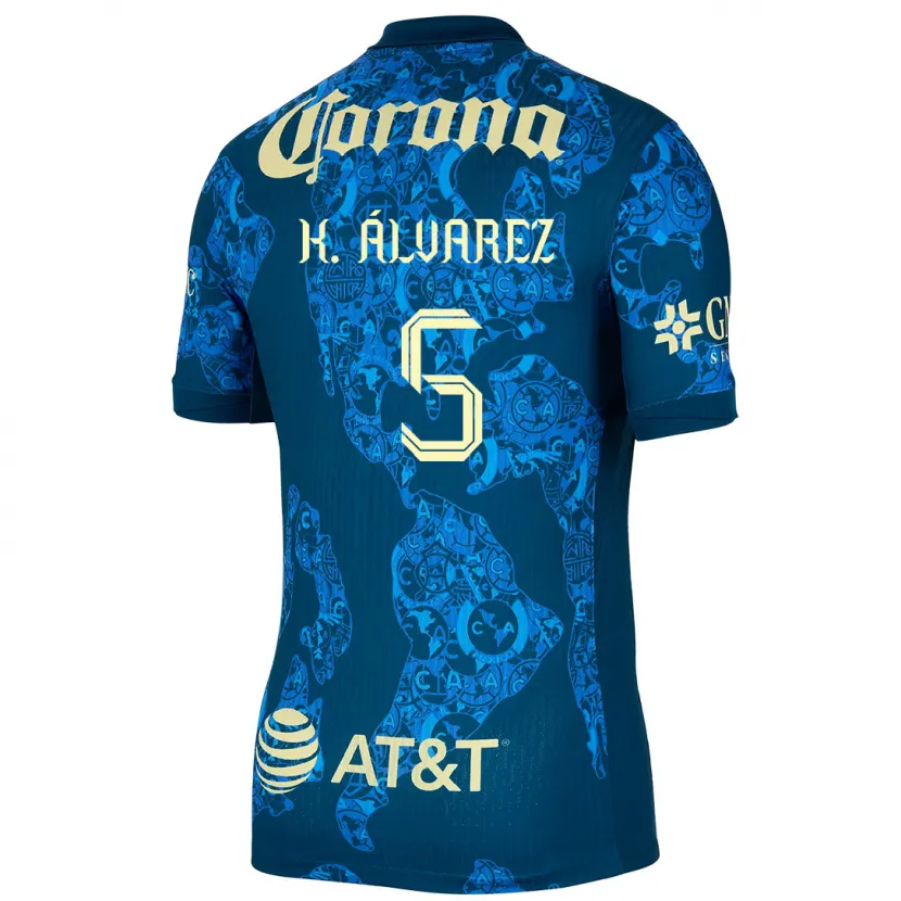 Danxen Kinder Kevin Álvarez #5 Blau Gelb Auswärtstrikot Trikot 2024/25 T-Shirt