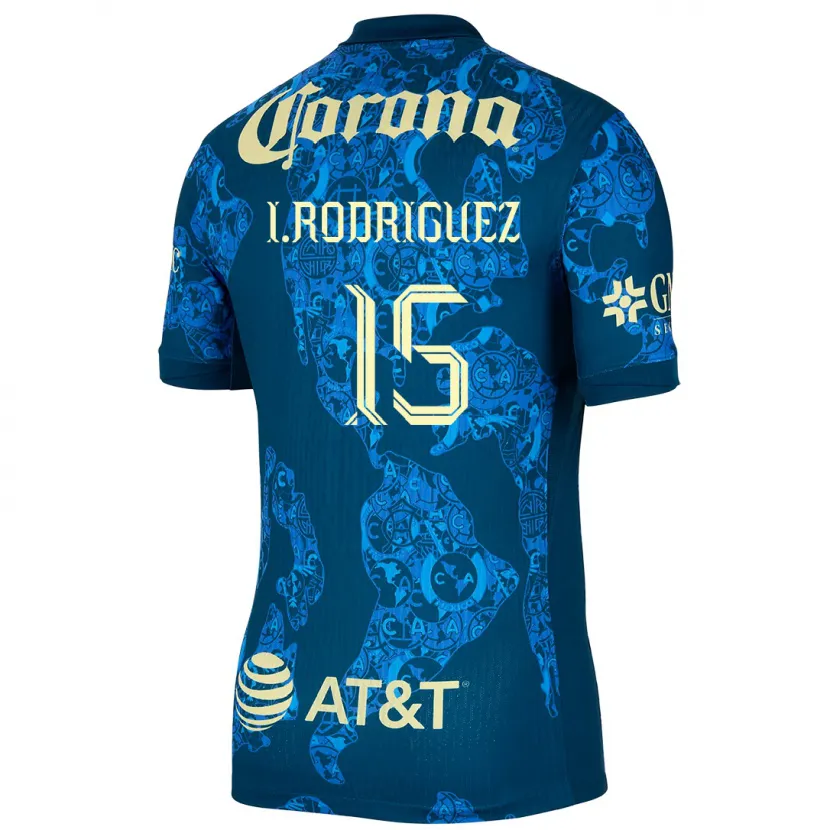 Danxen Kinder Iván Rodríguez #15 Blau Gelb Auswärtstrikot Trikot 2024/25 T-Shirt
