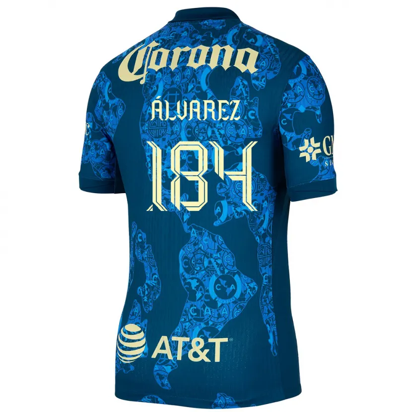 Danxen Kinder Antonio Álvarez #184 Blau Gelb Auswärtstrikot Trikot 2024/25 T-Shirt