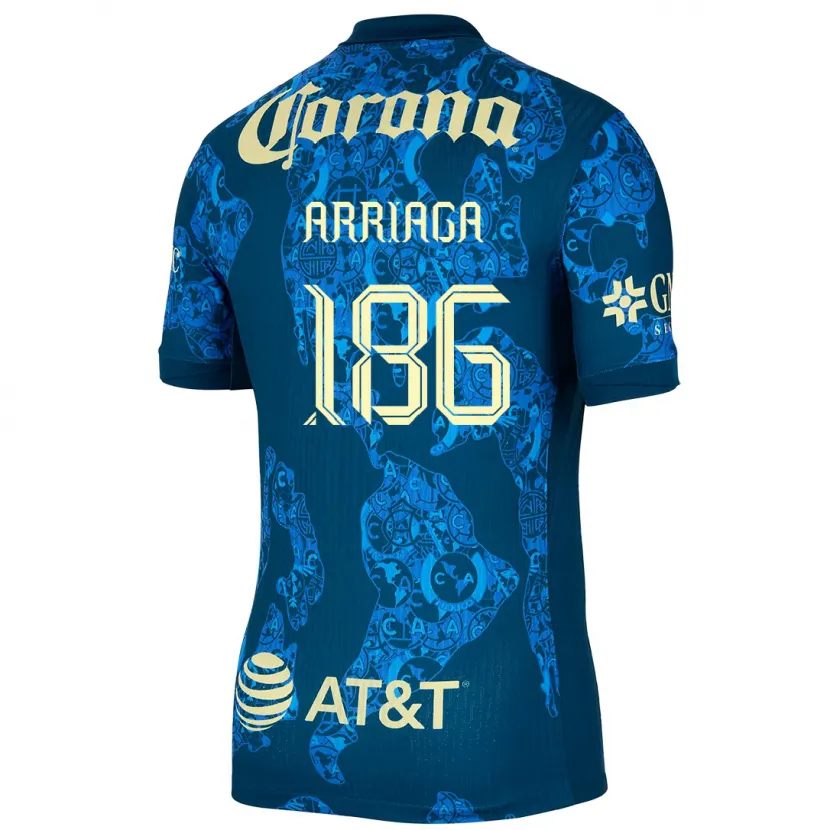 Danxen Kinder Diego Arriaga #186 Blau Gelb Auswärtstrikot Trikot 2024/25 T-Shirt