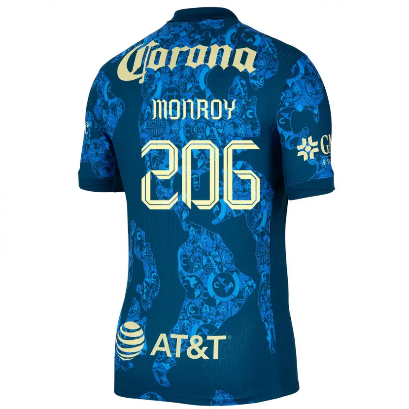 Danxen Kinder Diego Monroy #206 Blau Gelb Auswärtstrikot Trikot 2024/25 T-Shirt