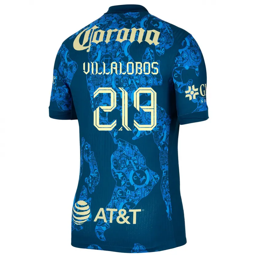 Danxen Kinder Patricio Villalobos #219 Blau Gelb Auswärtstrikot Trikot 2024/25 T-Shirt
