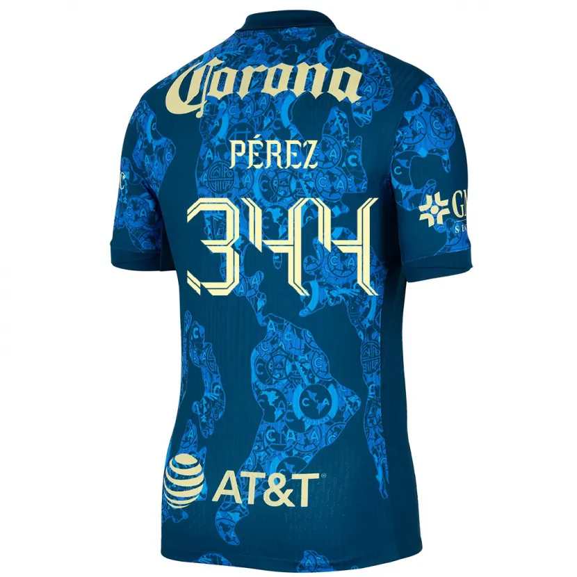 Danxen Kinder Froylan Pérez #344 Blau Gelb Auswärtstrikot Trikot 2024/25 T-Shirt