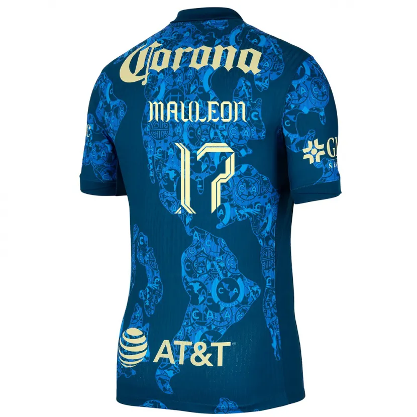 Danxen Kinder Natalia Mauleon #17 Blau Gelb Auswärtstrikot Trikot 2024/25 T-Shirt