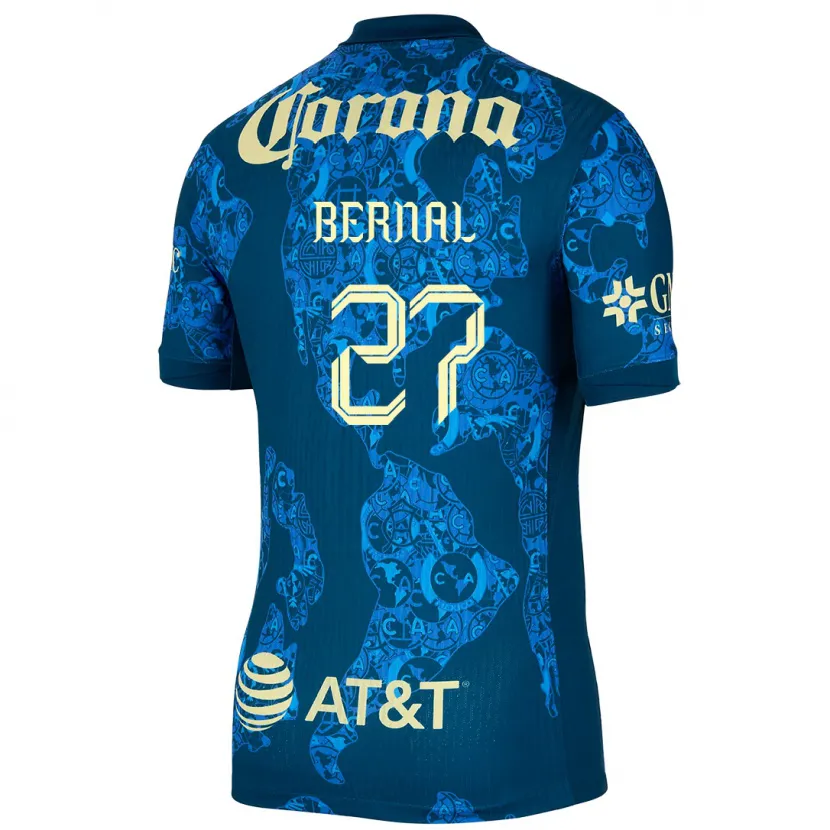 Danxen Kinder Mayra Pelayo Bernal #27 Blau Gelb Auswärtstrikot Trikot 2024/25 T-Shirt