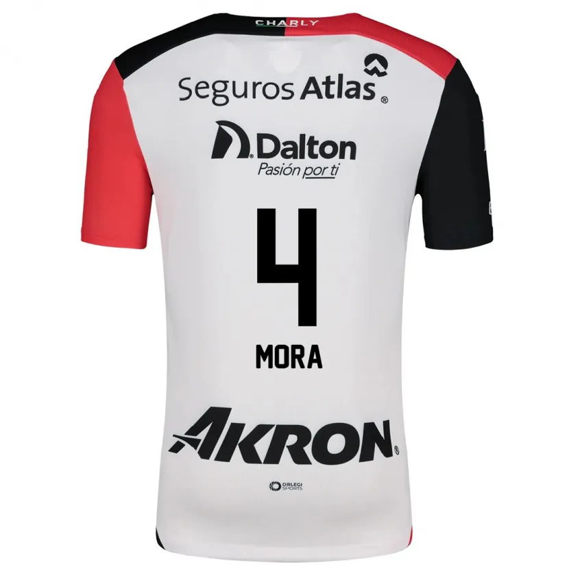 Danxen Herren Adrián Mora #4 Weiß Rot Schwarz Auswärtstrikot Trikot 2024/25 T-Shirt