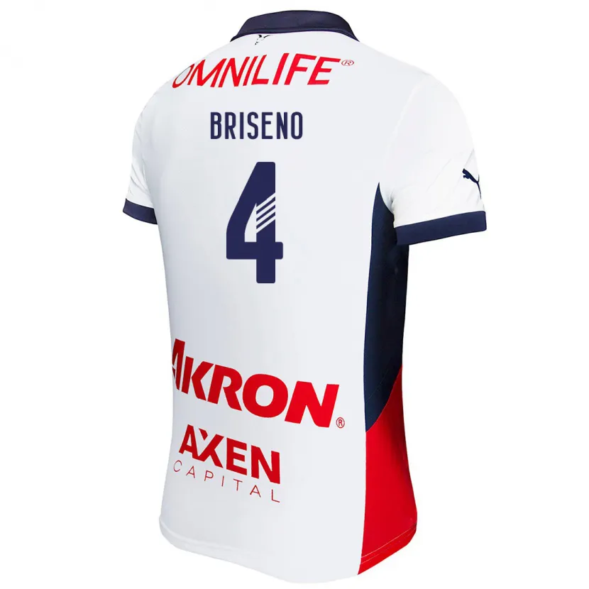 Danxen Herren Antonio Briseño #4 Weiß Rot Blau Auswärtstrikot Trikot 2024/25 T-Shirt