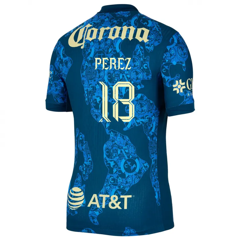 Danxen Herren Amanda Perez #18 Blau Gelb Auswärtstrikot Trikot 2024/25 T-Shirt