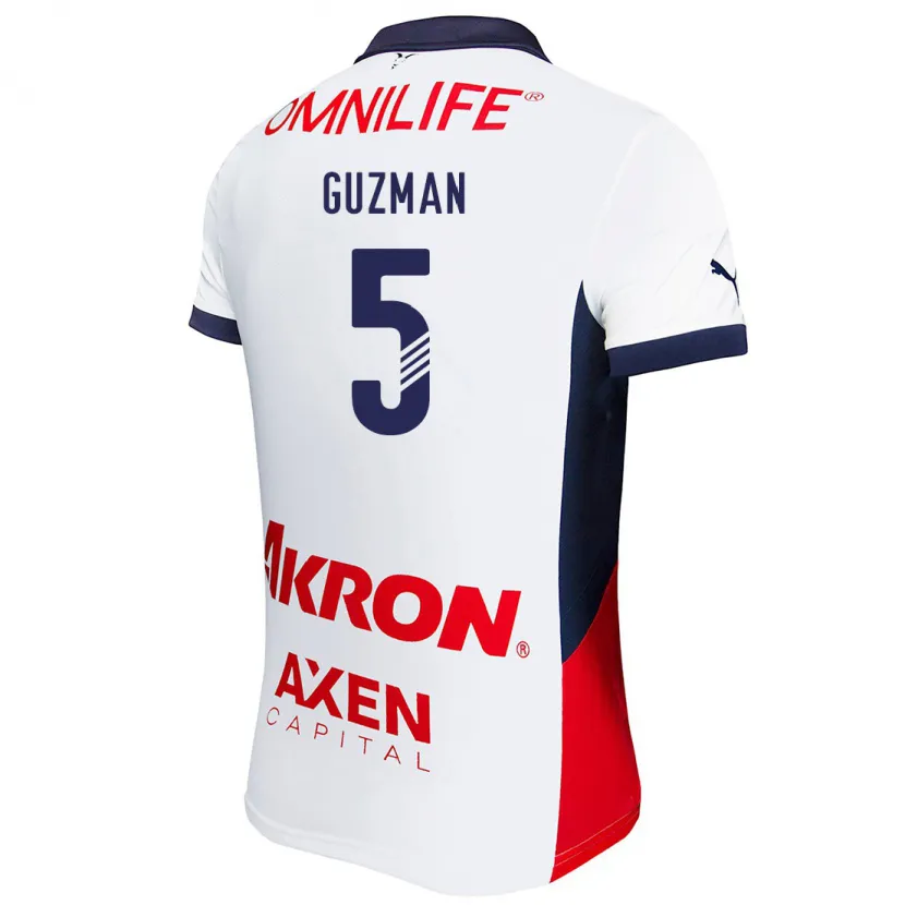Danxen Damen Víctor Guzmán #5 Weiß Rot Blau Auswärtstrikot Trikot 2024/25 T-Shirt