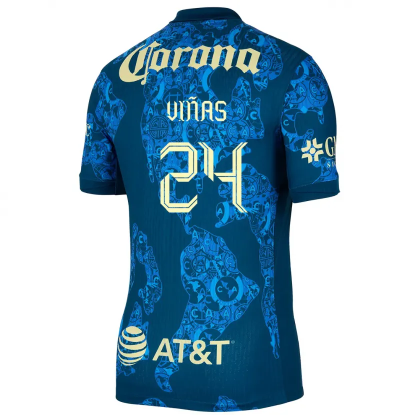 Danxen Damen Federico Viñas #24 Blau Gelb Auswärtstrikot Trikot 2024/25 T-Shirt