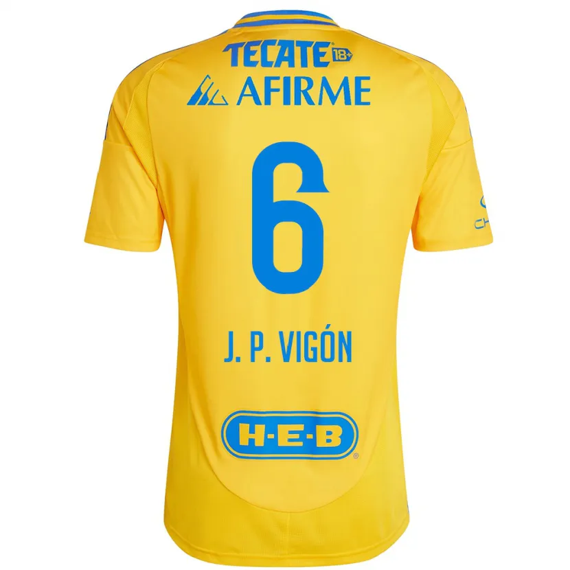 Danxen Kinder Juan Pablo Vigón #6 Goldgelb Heimtrikot Trikot 2024/25 T-Shirt