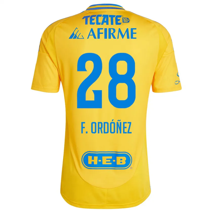 Danxen Kinder Fernando Ordóñez #28 Goldgelb Heimtrikot Trikot 2024/25 T-Shirt
