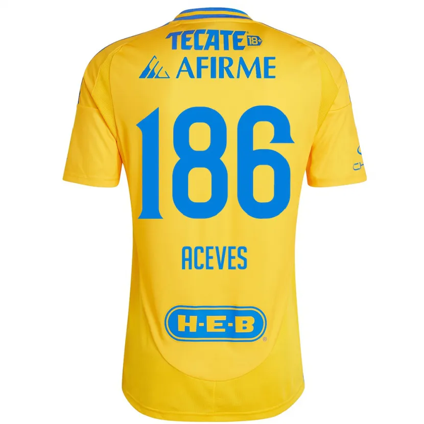 Danxen Kinder Israel Aceves #186 Goldgelb Heimtrikot Trikot 2024/25 T-Shirt