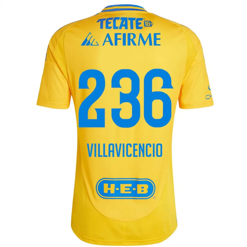 Danxen Kinder Edgar Villavicencio #236 Goldgelb Heimtrikot Trikot 2024/25 T-Shirt