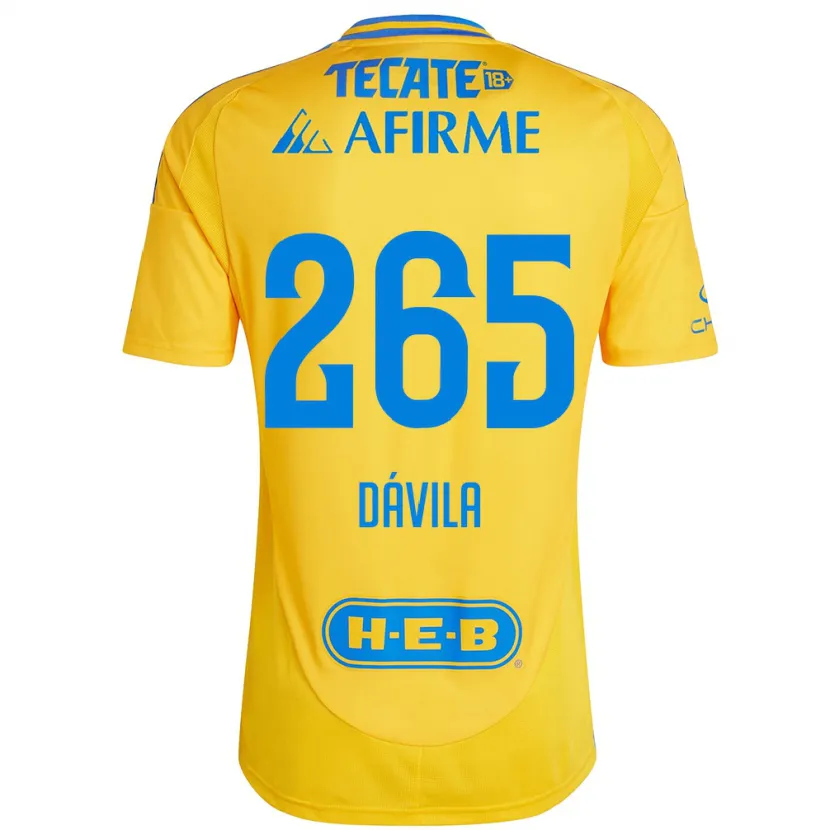 Danxen Kinder Emiliano Dávila #265 Goldgelb Heimtrikot Trikot 2024/25 T-Shirt