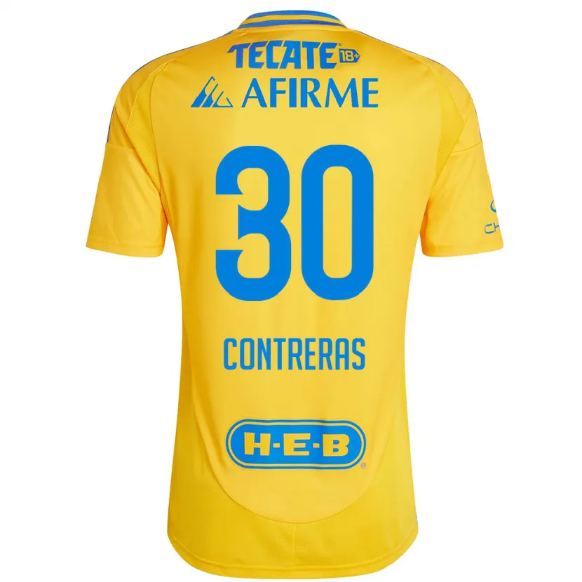 Danxen Kinder Lizeth Contreras #30 Goldgelb Heimtrikot Trikot 2024/25 T-Shirt