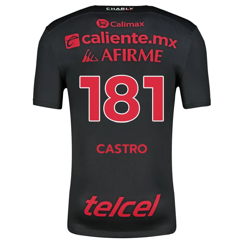 Danxen Kinder José Castro #181 Schwarz Rot Heimtrikot Trikot 2024/25 T-Shirt