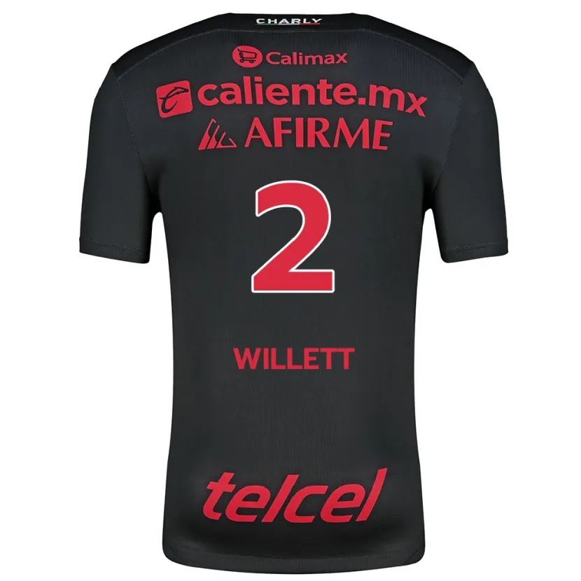 Danxen Kinder Adyson Willett #2 Schwarz Rot Heimtrikot Trikot 2024/25 T-Shirt