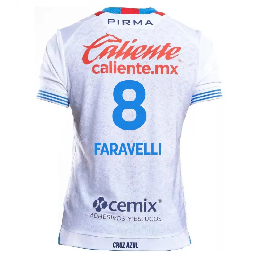 Danxen Kinder Lorenzo Faravelli #8 Weiß Blau Auswärtstrikot Trikot 2024/25 T-Shirt