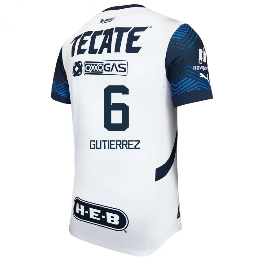 Danxen Kinder Édson Gutiérrez #6 Weiß Blau Auswärtstrikot Trikot 2024/25 T-Shirt