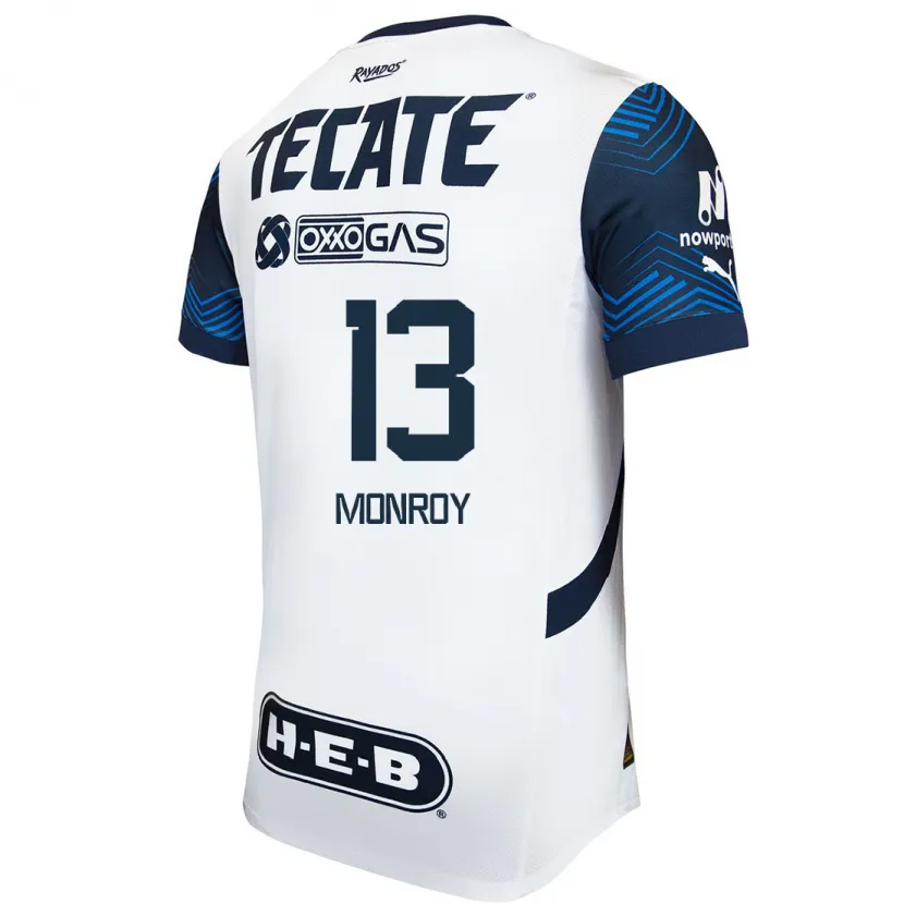 Danxen Kinder Paola Monroy #13 Weiß Blau Auswärtstrikot Trikot 2024/25 T-Shirt