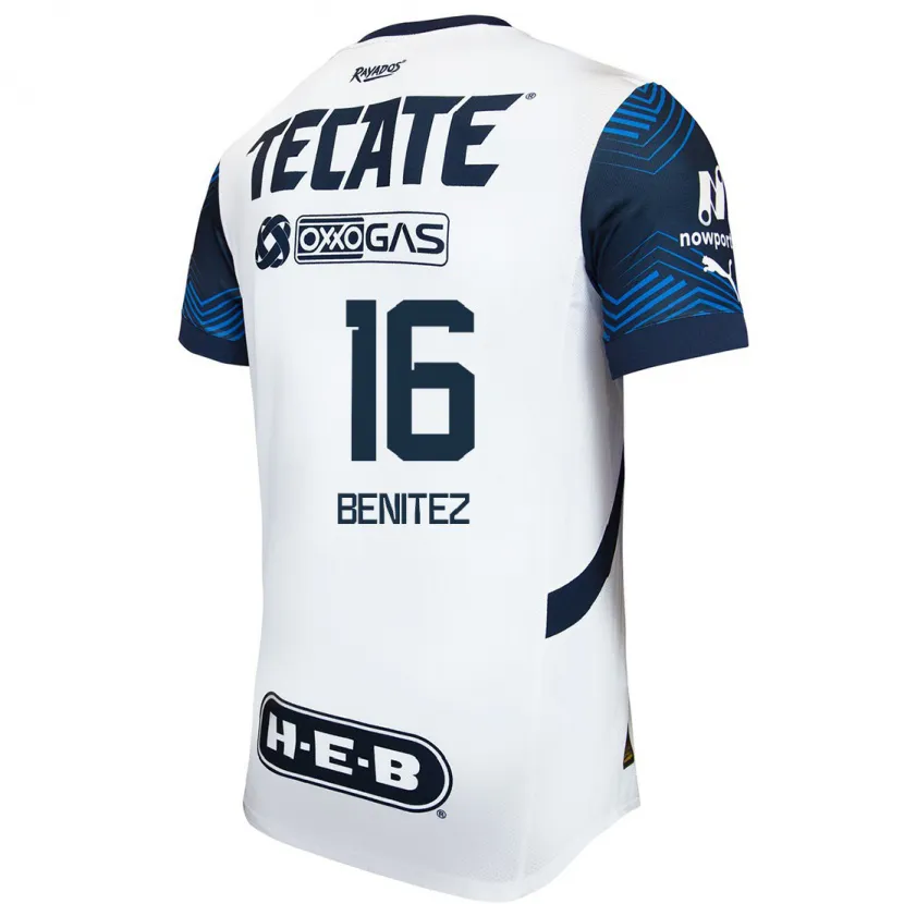 Danxen Kinder Xanic Benitez #16 Weiß Blau Auswärtstrikot Trikot 2024/25 T-Shirt