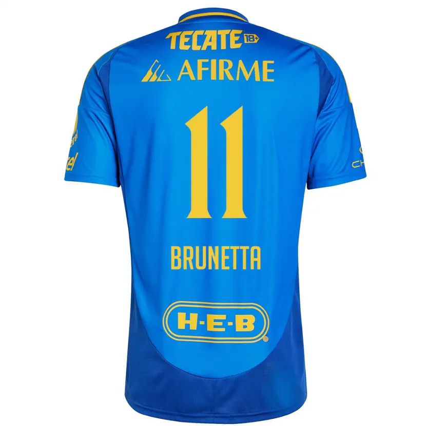 Danxen Kinder Juan Brunetta #11 Blau Gelb Auswärtstrikot Trikot 2024/25 T-Shirt