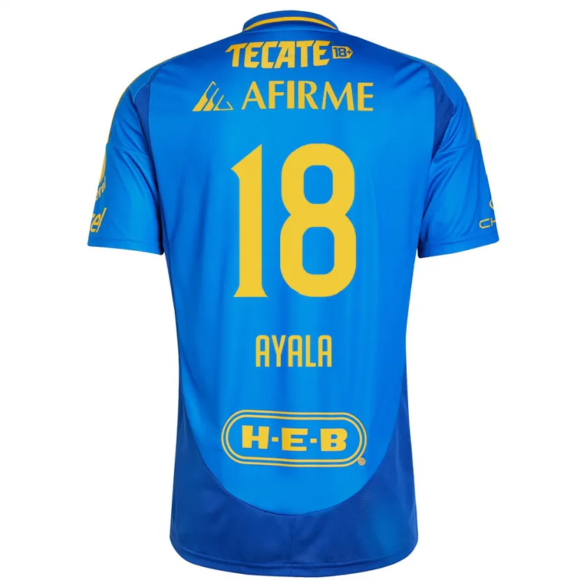 Danxen Kinder David Ayala #18 Blau Gelb Auswärtstrikot Trikot 2024/25 T-Shirt