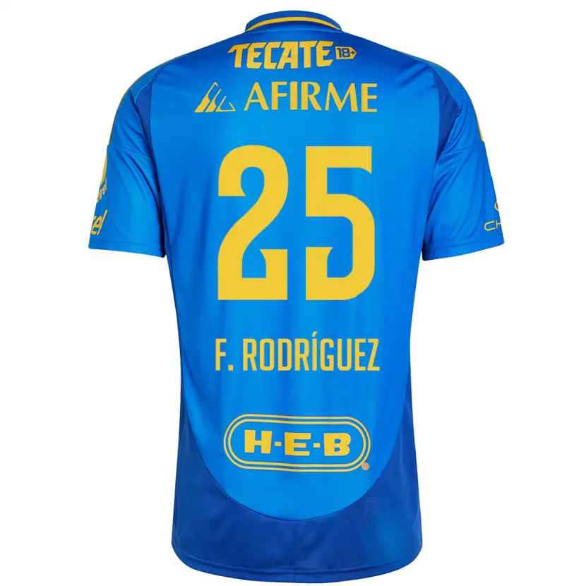 Danxen Kinder Felipe Rodríguez #25 Blau Gelb Auswärtstrikot Trikot 2024/25 T-Shirt