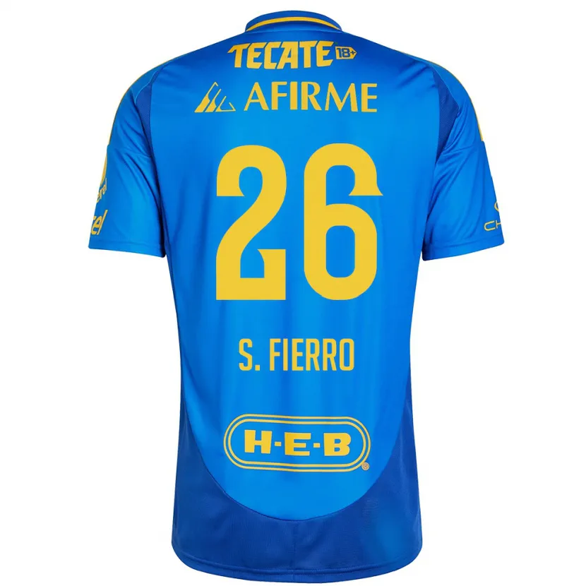 Danxen Kinder Sebastián Fierro #26 Blau Gelb Auswärtstrikot Trikot 2024/25 T-Shirt