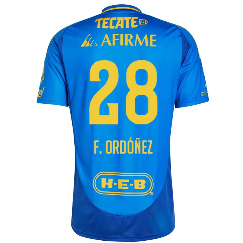 Danxen Kinder Fernando Ordóñez #28 Blau Gelb Auswärtstrikot Trikot 2024/25 T-Shirt