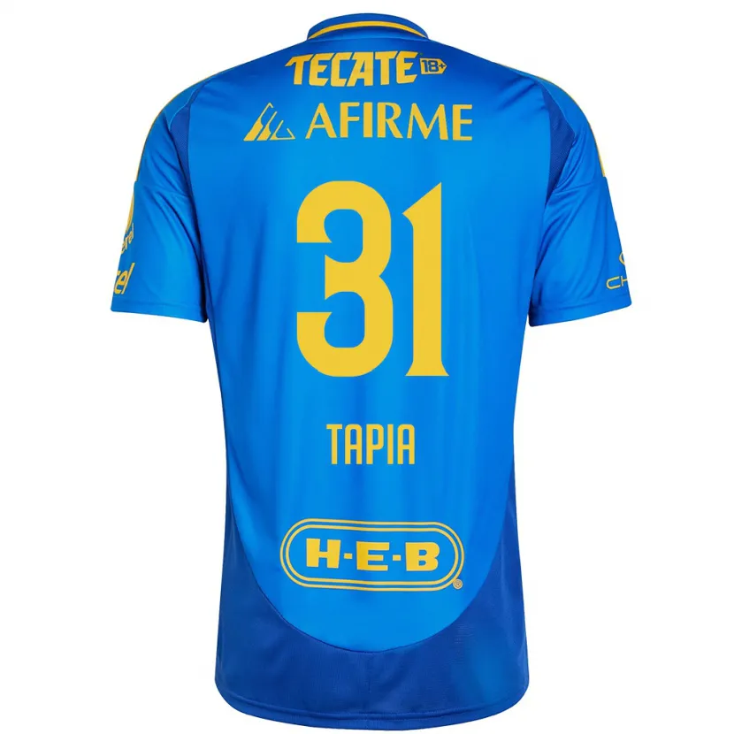 Danxen Kinder Fernando Tapia #31 Blau Gelb Auswärtstrikot Trikot 2024/25 T-Shirt