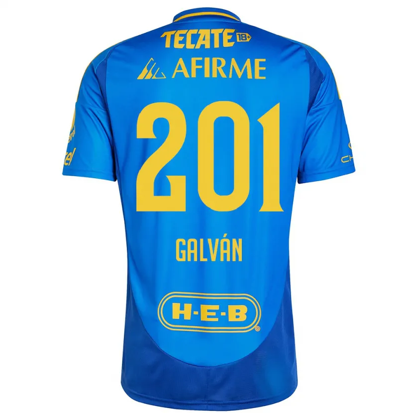 Danxen Kinder Isac Galván #201 Blau Gelb Auswärtstrikot Trikot 2024/25 T-Shirt