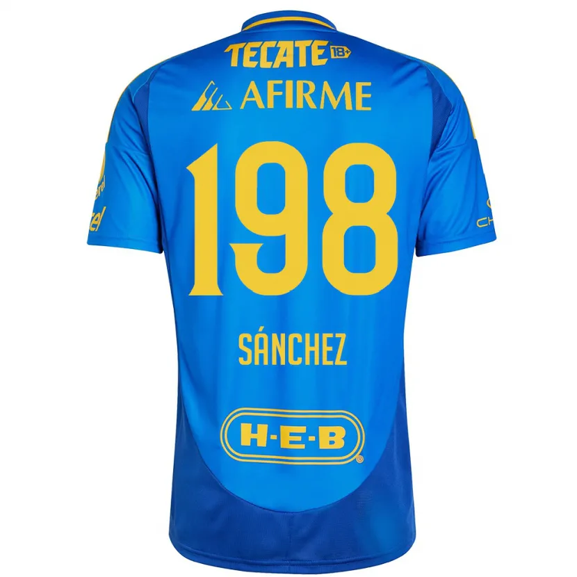 Danxen Kinder Diego Sánchez #198 Blau Gelb Auswärtstrikot Trikot 2024/25 T-Shirt