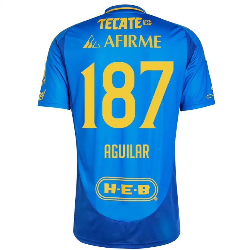 Danxen Kinder Manuel Aguilar #187 Blau Gelb Auswärtstrikot Trikot 2024/25 T-Shirt