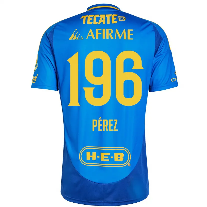 Danxen Kinder Axel Pérez #196 Blau Gelb Auswärtstrikot Trikot 2024/25 T-Shirt
