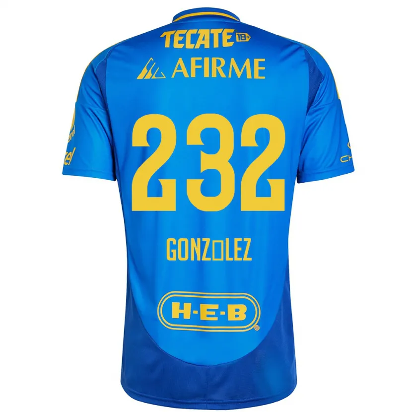 Danxen Kinder César González #232 Blau Gelb Auswärtstrikot Trikot 2024/25 T-Shirt