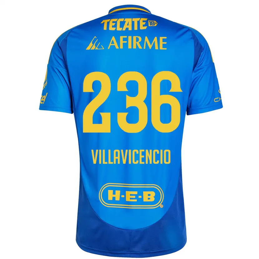 Danxen Kinder Edgar Villavicencio #236 Blau Gelb Auswärtstrikot Trikot 2024/25 T-Shirt