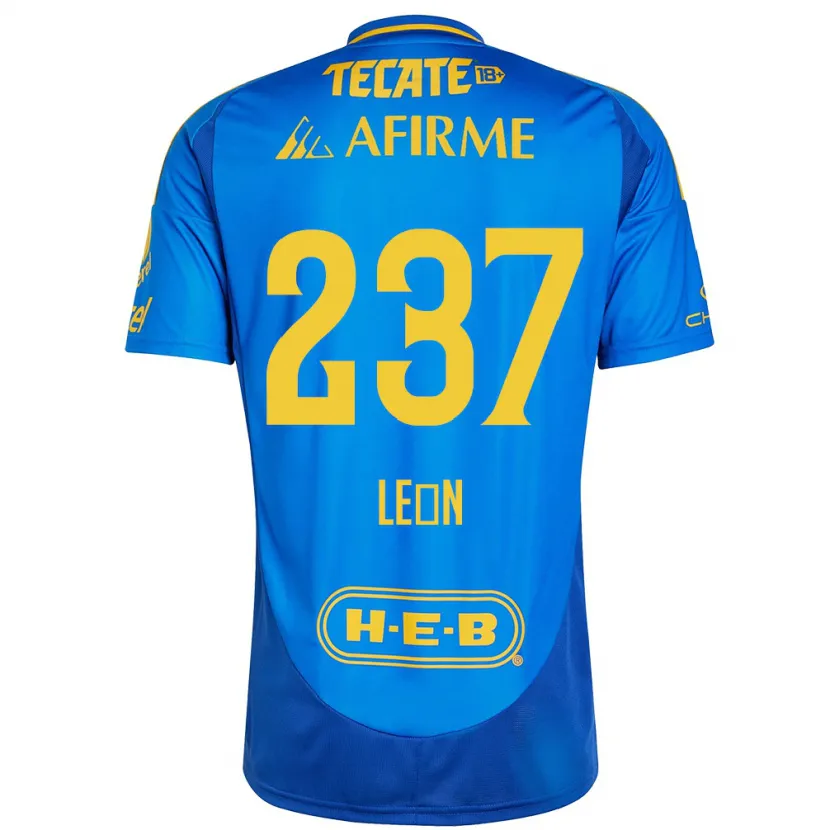 Danxen Kinder Gabriel León #237 Blau Gelb Auswärtstrikot Trikot 2024/25 T-Shirt