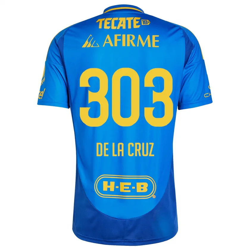 Danxen Kinder Erick De La Cruz #303 Blau Gelb Auswärtstrikot Trikot 2024/25 T-Shirt